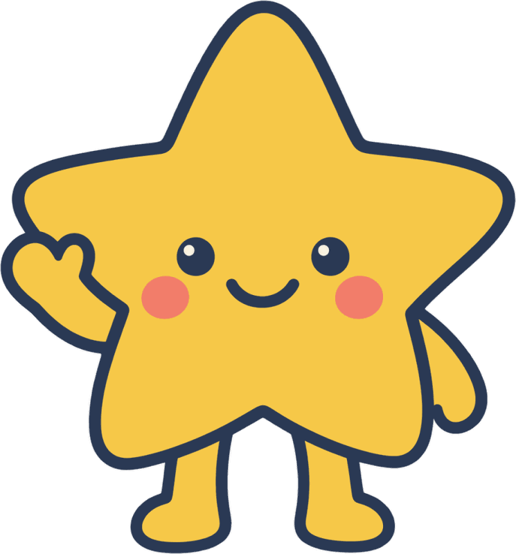 The ChartKid star mascot waving
